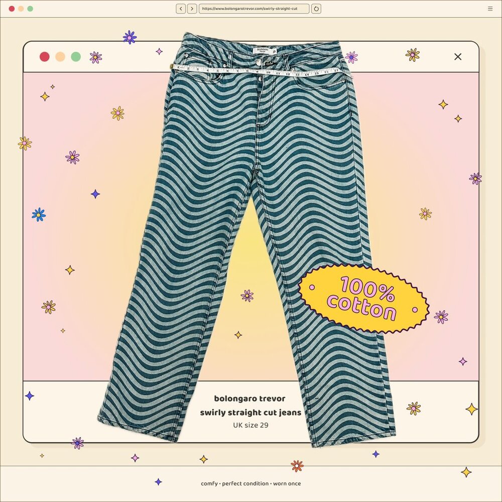 Bolongaro Trevor Swirly Straight Cut Jeans UK Size 29